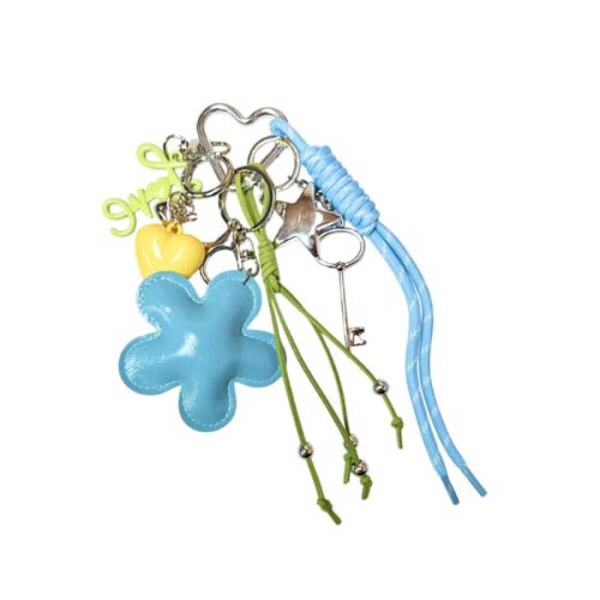 Llavero con Accesorios- Flor y Corazon - Llavero Con Accesorios- Flor Y Corazon 