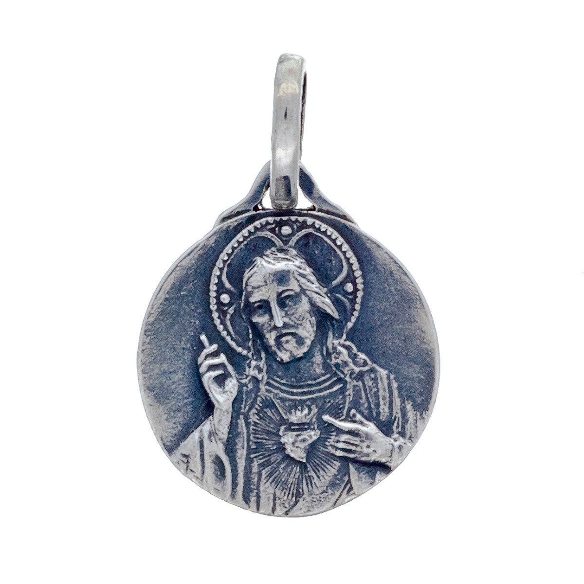 Medalla religiosa de plata 925, SAGRADO CORAZON. 