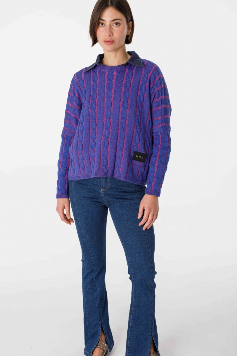 Sweater Oceano Crop Fucsia/Violeta