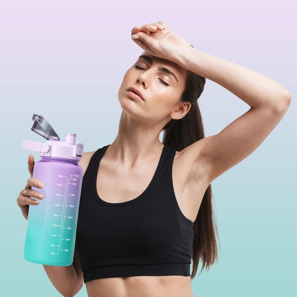Set X2 Botella De Agua Deportiva 2L + 800 ML MotivacionaL Color Variante Rosa