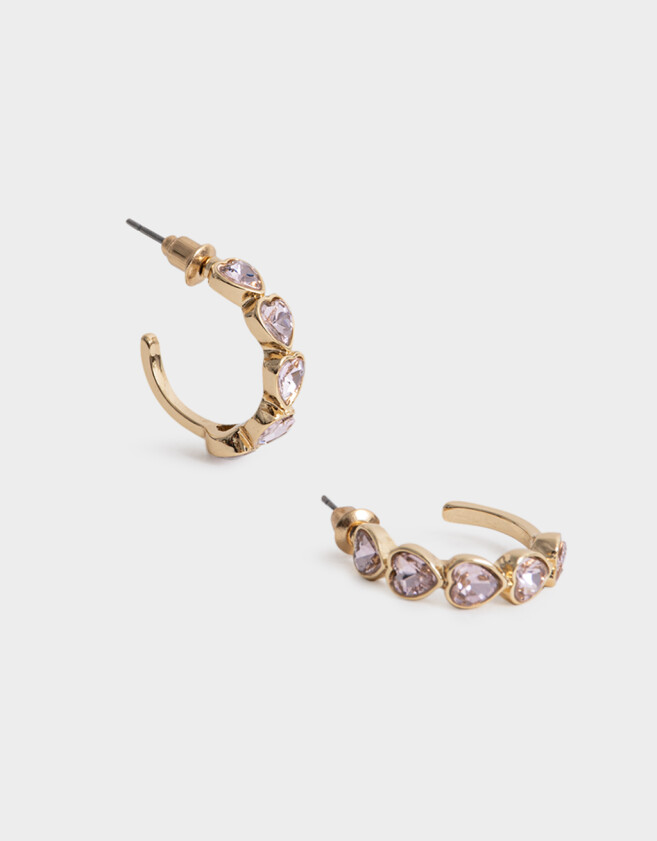 Aros Argollas Con strass Argollas Con Strass Corazón - Dorado