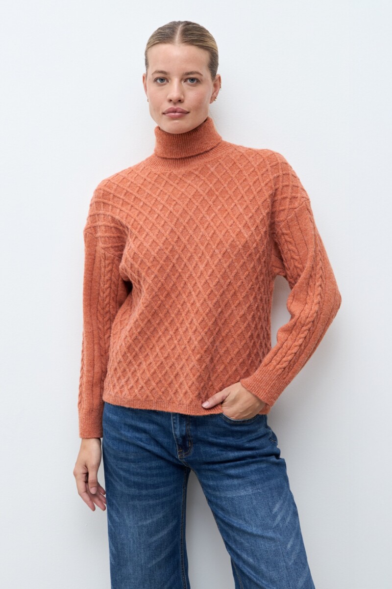 Polera estructuras rombos lacre