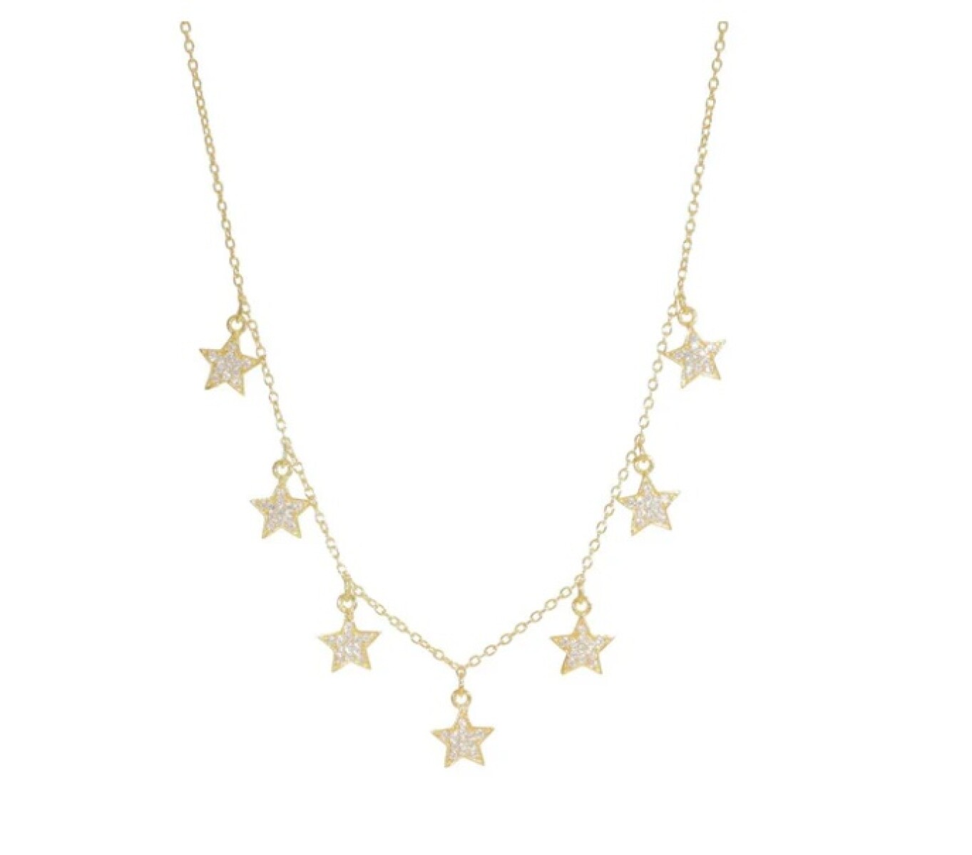 Cadena Nakki estrellas-Plata rodinada micra oro 18k-Topacio blanco-CD2014 - Conpiedra 