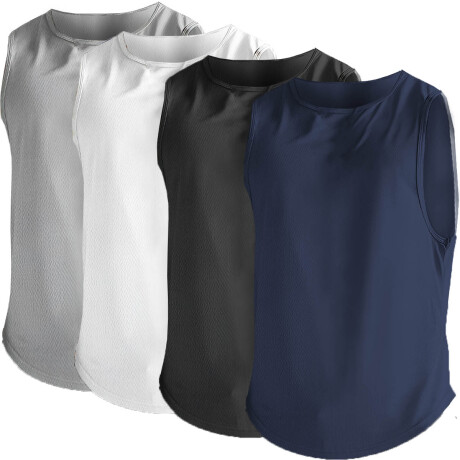 Set X4 Remera Musculosa Hombre Entrenamiento Fitness Multicolor