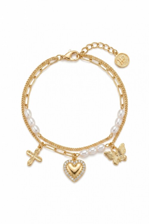 Pulsera cord dije cora y sol dorado