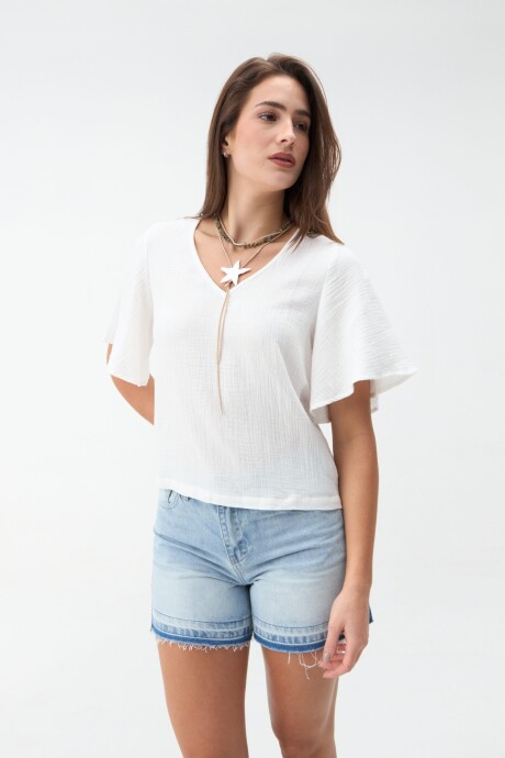 BLUSA MANGA CORTA NIGELLA Blanco