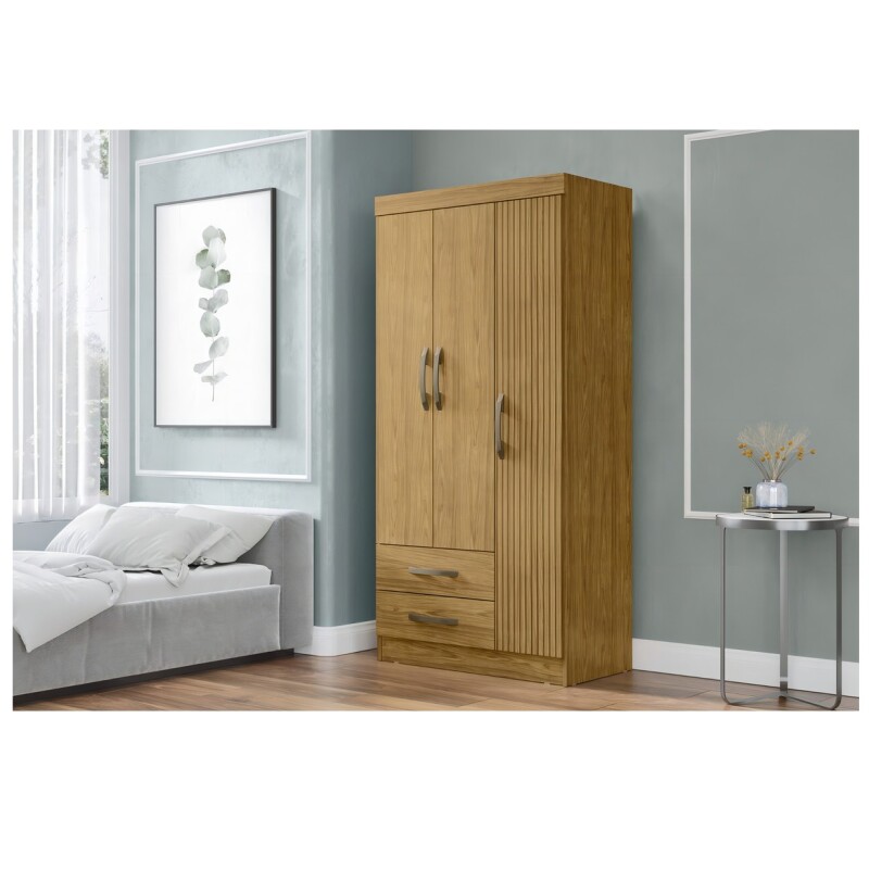 Ropero 3 Puertas 2 Cajones 5 Estantes Terrano Almendra Ropero 3 Puertas 2 Cajones 5 Estantes Terrano Almendra