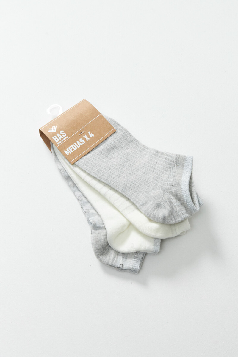 Pack x4 medias soquete Lurex Gris