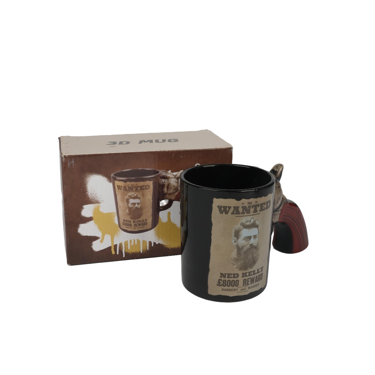 TAZA WANTED CON DISEÑO DE REVOLVER 