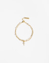 Pulseras Flexibles Cubic zirconia Pulsera Flexible Con Cruz Y Beads Multicolor. - Dorado
