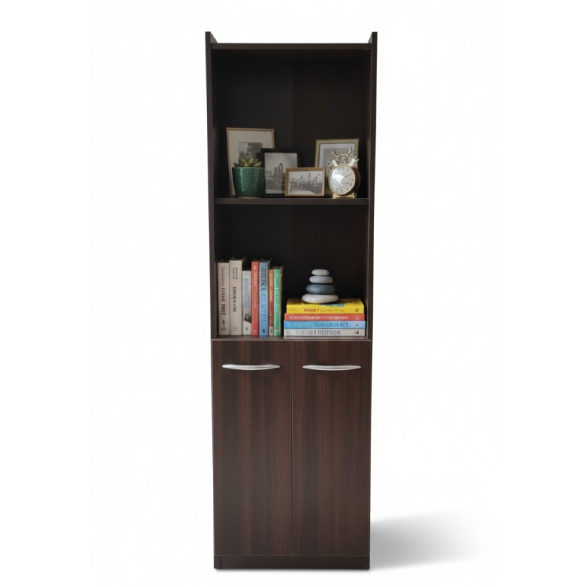 [OUTLET] Mueble Armado Multiuso Estantería Biblioteca Marrón con 2 Puertas [SOLO RETIRO EN EL LOCAL] 