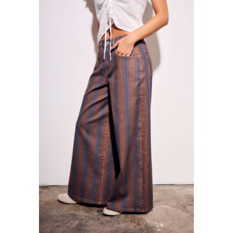 Jean Rayado Extra Wide Leg Chocolate