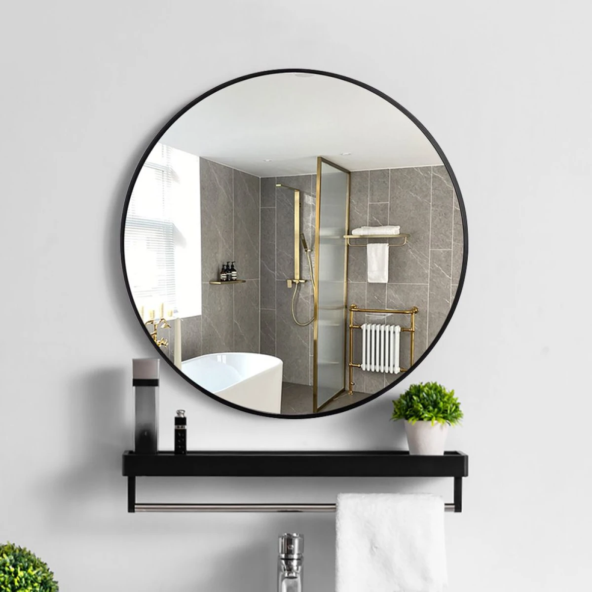 Espejo De Pared Decorativo Marco Plástico Ø60cm 