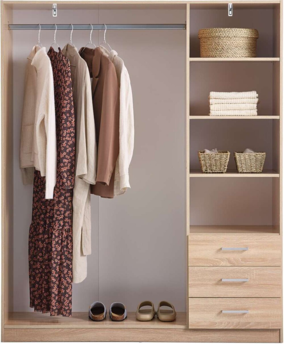 Armario Fandrup 145X176 3 Puertas 3 Caj - Roble Claro 