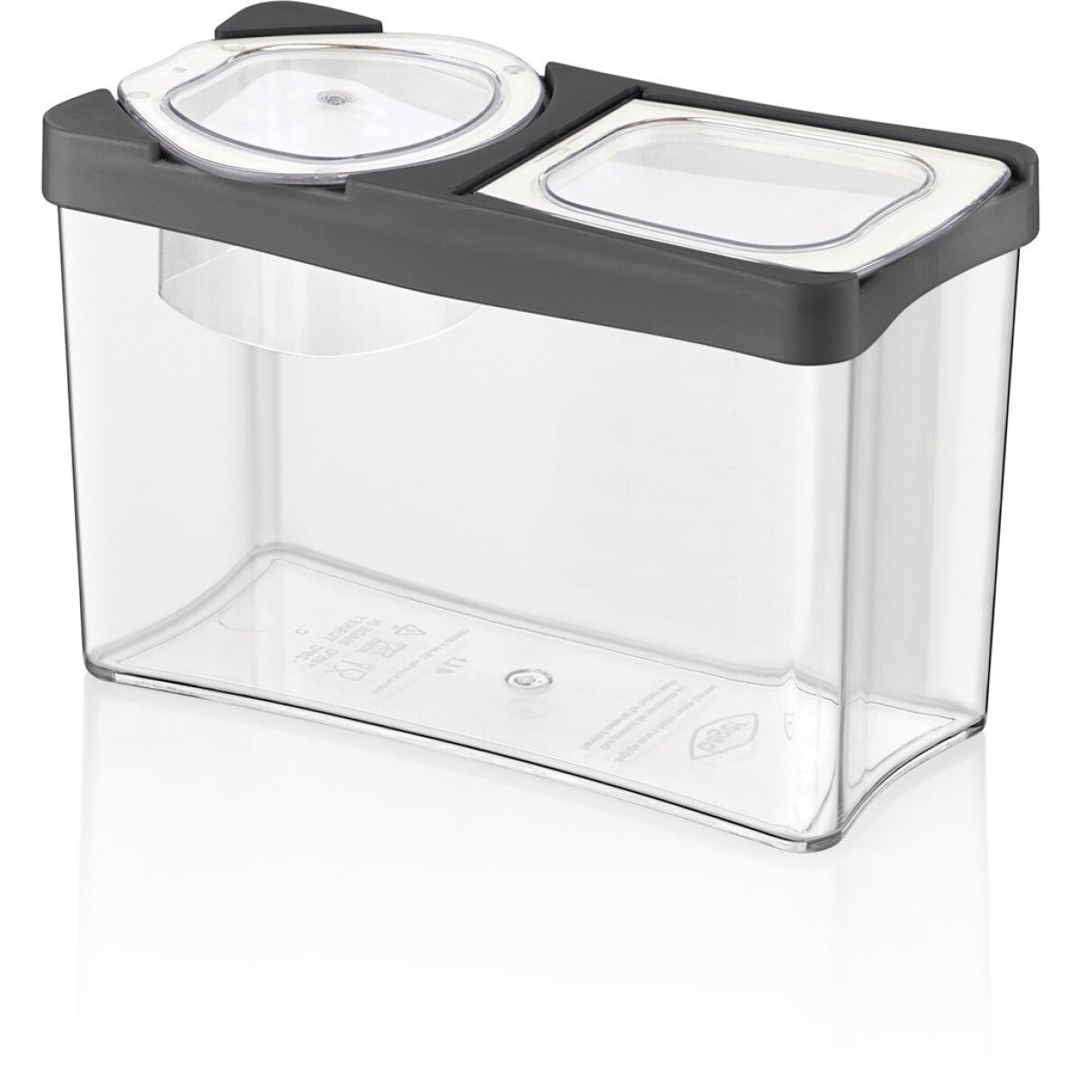 CONTENEDOR "CALISTA" 2LT P/ALIMENTOS SECOS TAPA VERTEDORA SURTIDO CELETE-GRIS-ROSA 9.5x21x14cms 