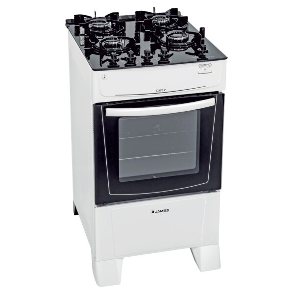 Cocina A Gas James 4 Hornallas Con Mesada De Vidrio Blanca C 690 V Cocina A Gas James 4 Hornallas Con Mesada De Vidrio Blanca C 690 V