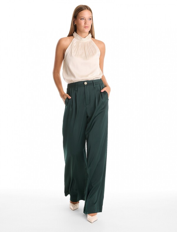 Pantalon Saten Wide VERDE