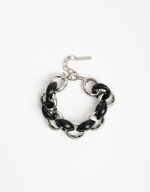 Pulseras Flexibles Resina Pulseras Flexibles Black Resin - Plateado Rodio