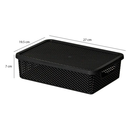 Caja Canasto Organizador c/ Tapa Línea Paramount 27x19.5x7Cm Negro
