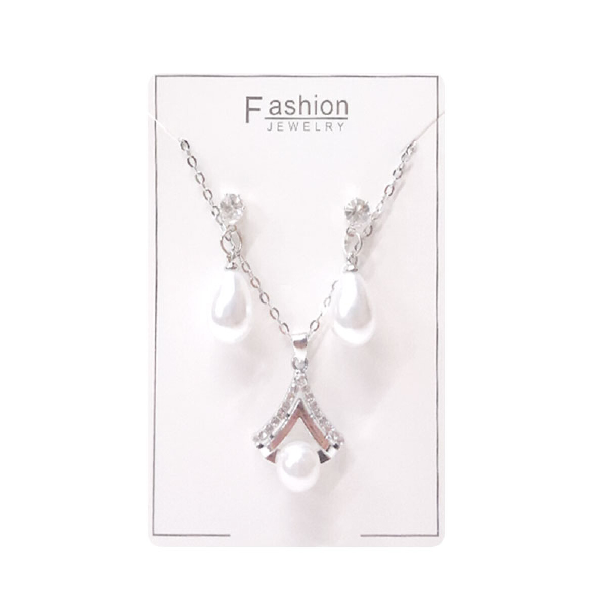 Collar dije perla y caravanas hipoalergénicas 1 par - Collar Dije Perla Y Caravanas Hipoalergénicas 1 Par 