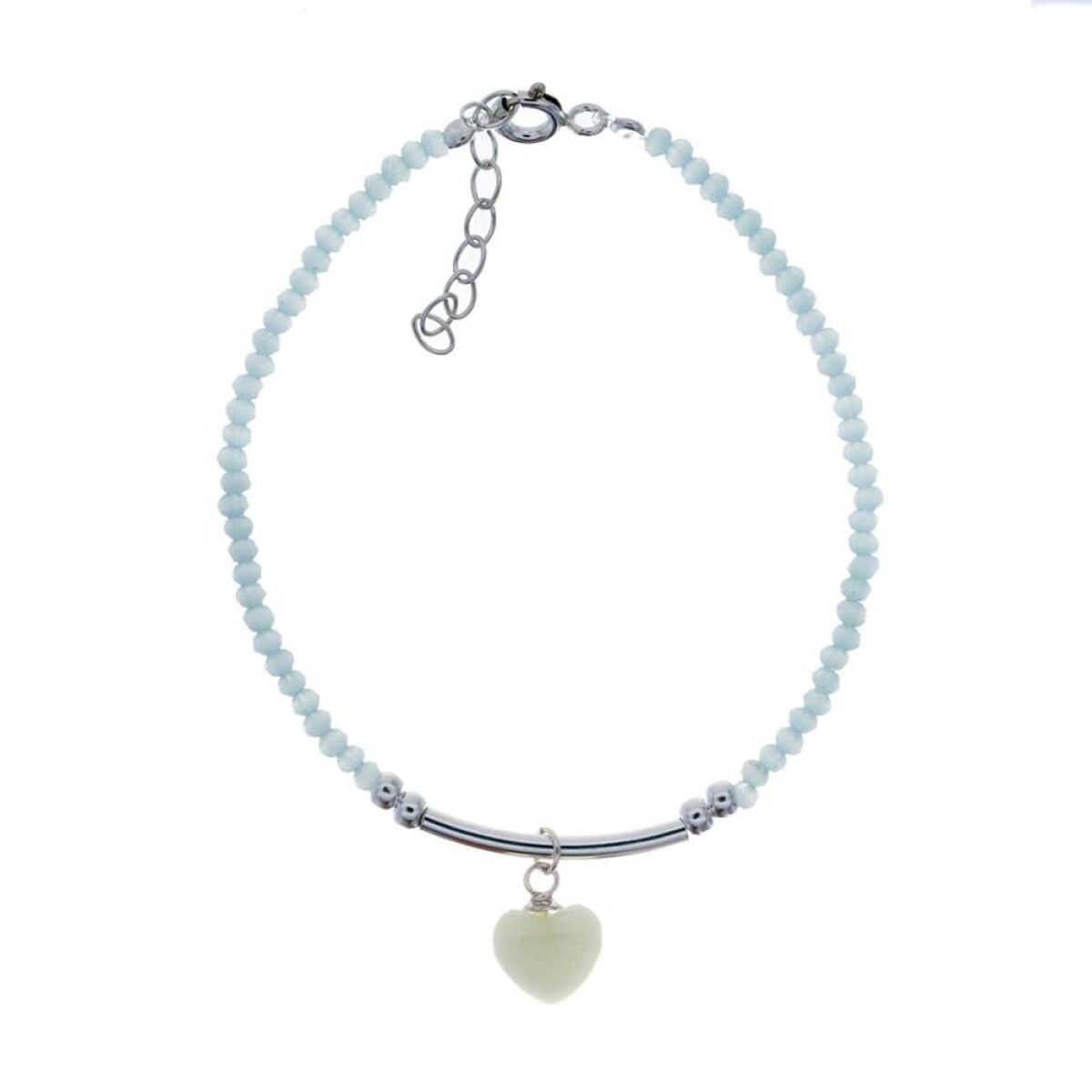 Pulsera De Plata 925 Con Acrílico - Corazon 