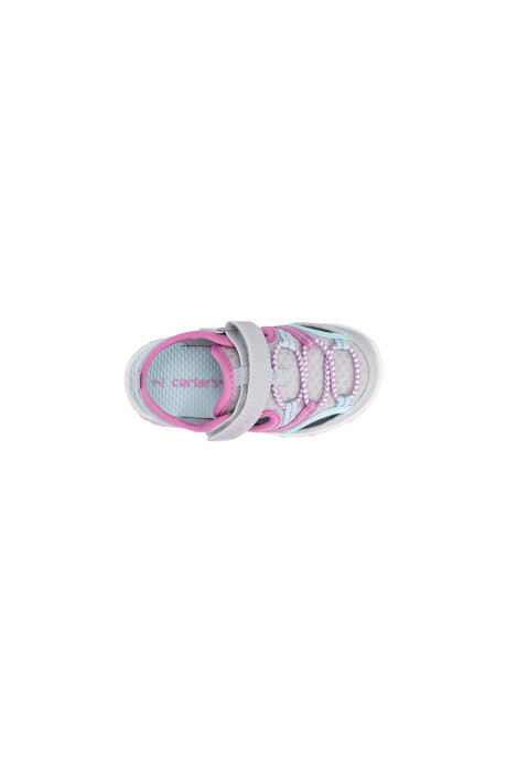 Sandalias deportivas con velcro, tonos gris y rosado Sandalias deportivas con velcro, tonos gris y rosado