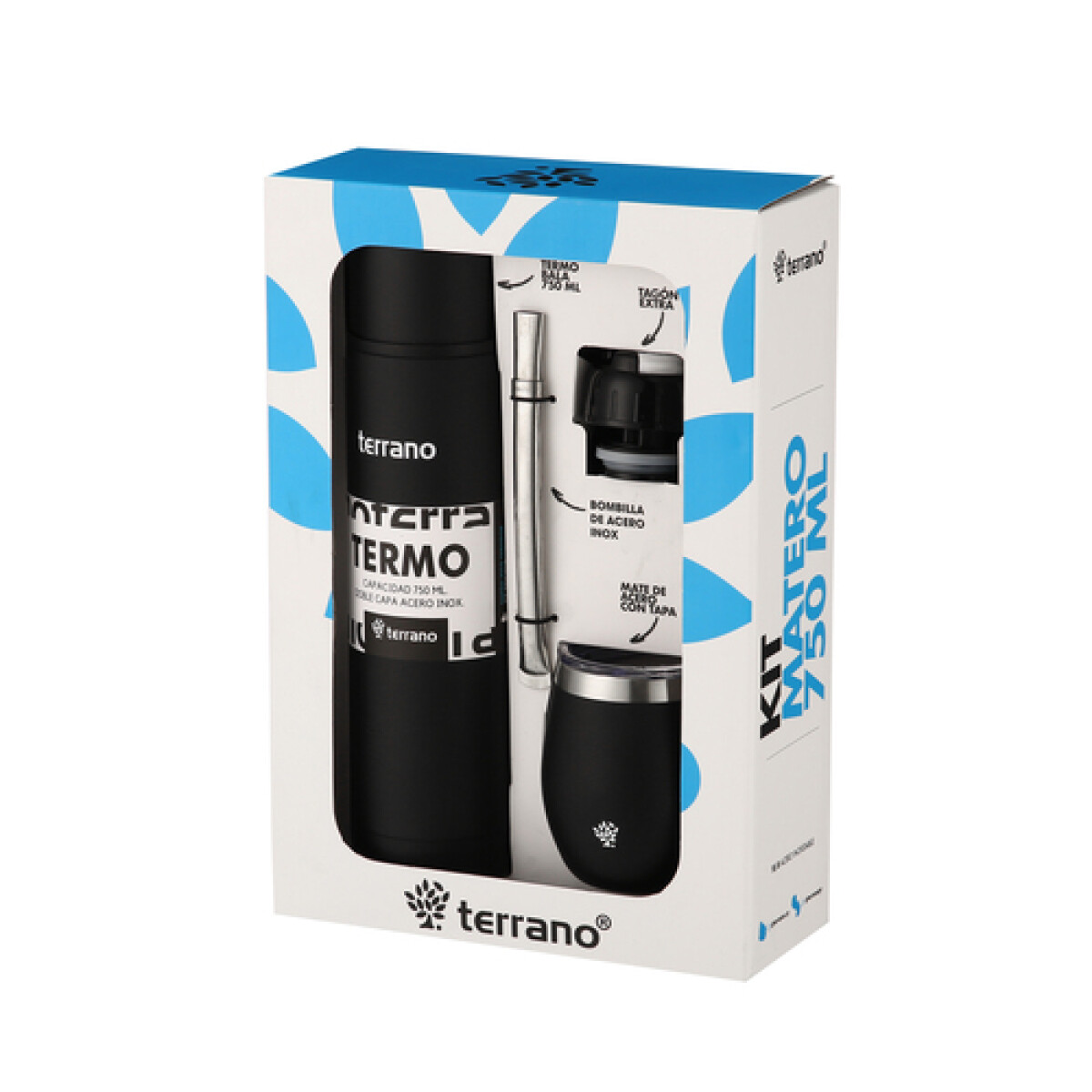 Kit Termo Bala + Mate con bombilla - Negro 