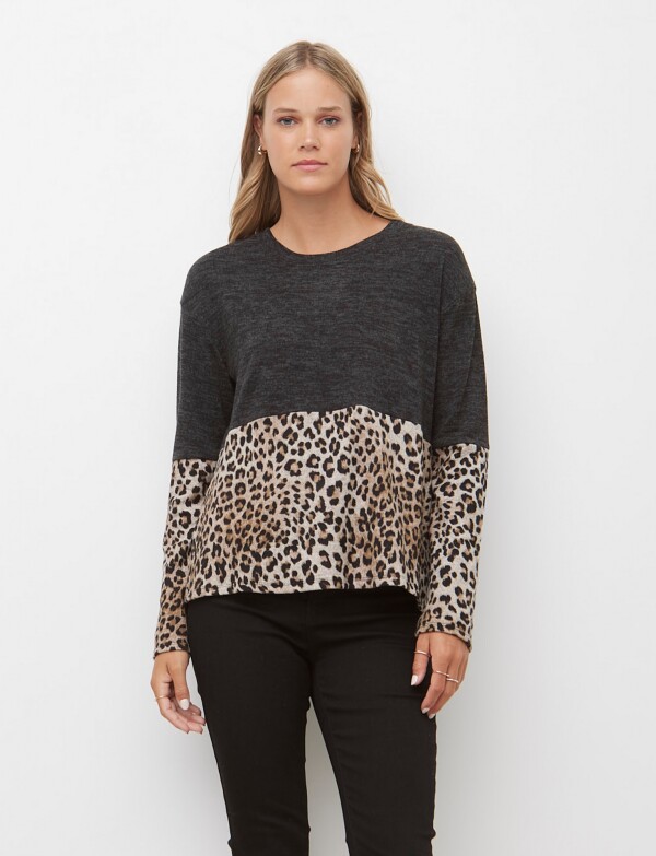 Buzo Soft Print NEGRO/BEIGE