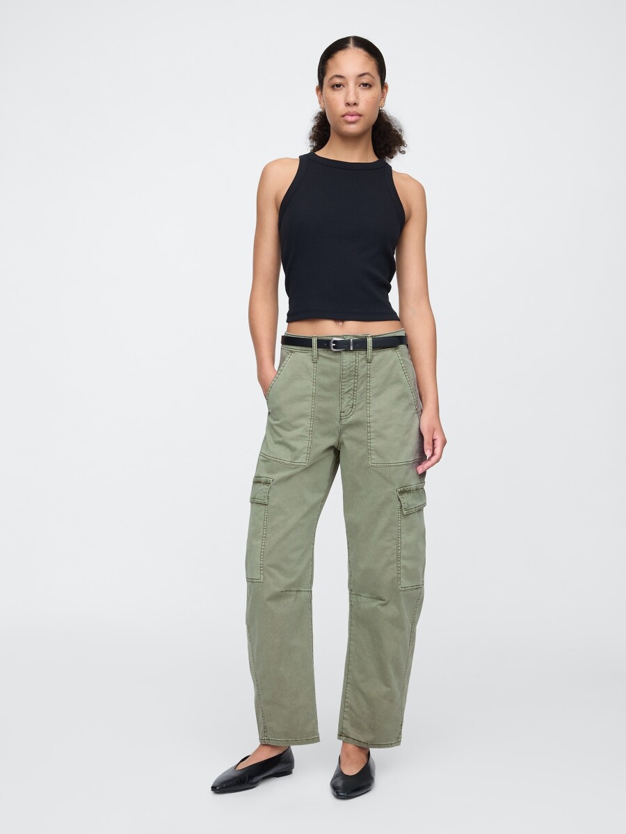Pantalón Cargo Khaki Barrel Mujer - Mesculen Green 