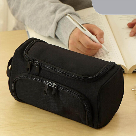 Cartuchera Escolar Liceal Grande 22x12cm Doble Cierre Negro