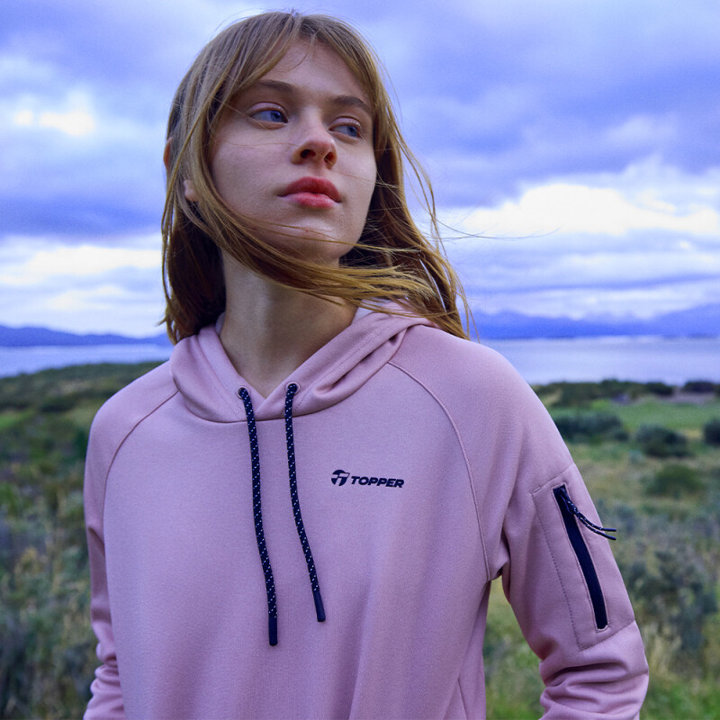 HOODIE POLY FLEECE GIRLS TRNG rosa par m ROSA/GRAFITO