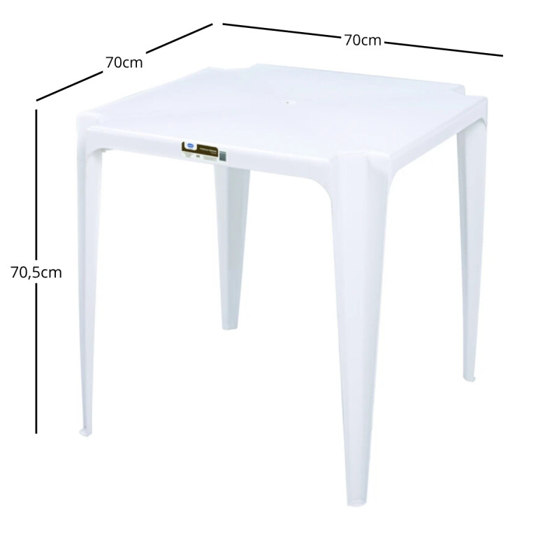 Mesa cuadrada 70 x 70 cm Bela Vista Blanca