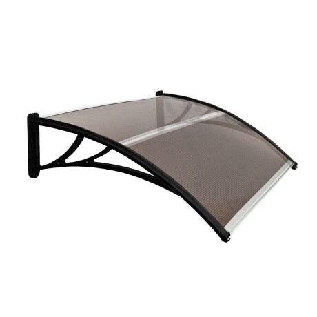 Alero Policarbonato Transparente Y Soporte Negro 1.2 X 1.0 M Bronce