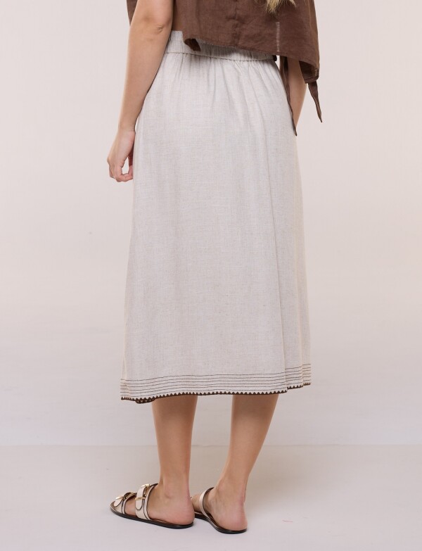 Falda Lino Pespunte BEIGE
