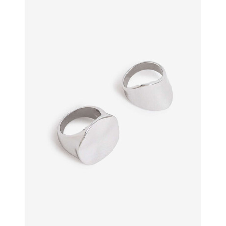 Set De Anillos Metal Plateado Rodio