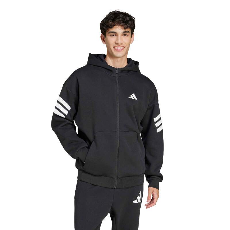 Campera de Hombre Adidas con Capucha Future Icons 3 Franjas Negro