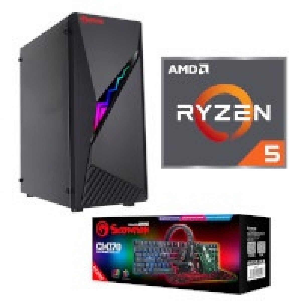 PC Gamer Marvo Ryzen 5 5600 16gb 128gb ssd+256gb hdd luces 