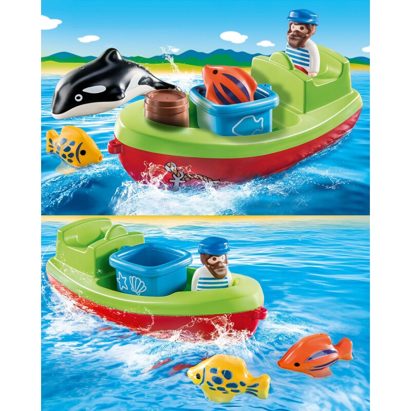 Set pescador Playmobil Juguete 1.2.3 con bote para niños de 18 a 36 meses Set pescador Playmobil Juguete 1.2.3 con bote para niños de 18 a 36 meses