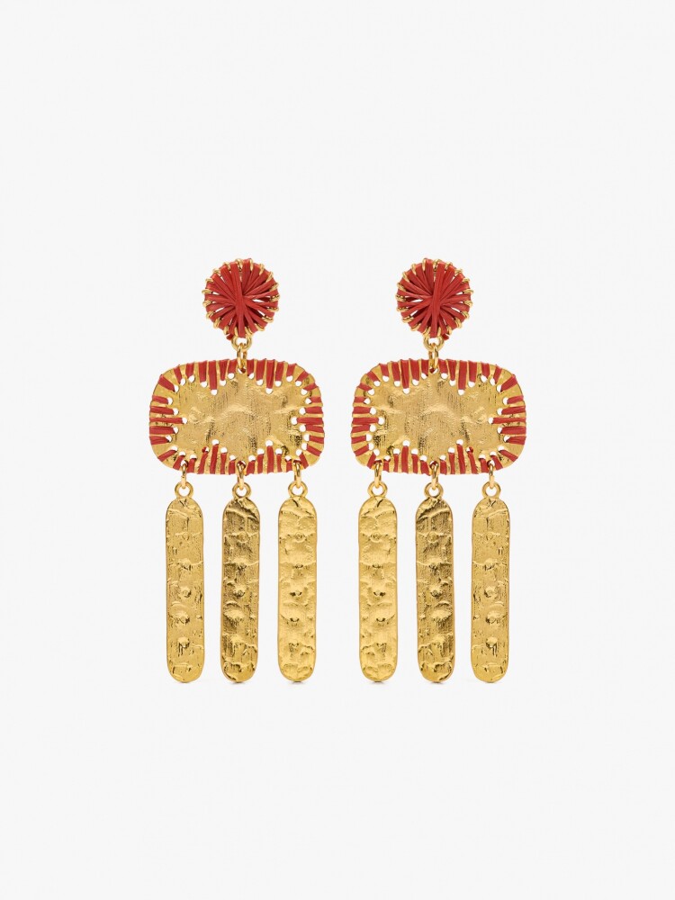 Pendientes Largos Con Barras naranja