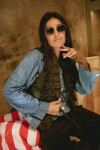 Dancing Queen Vest Tweed Camel / Azul