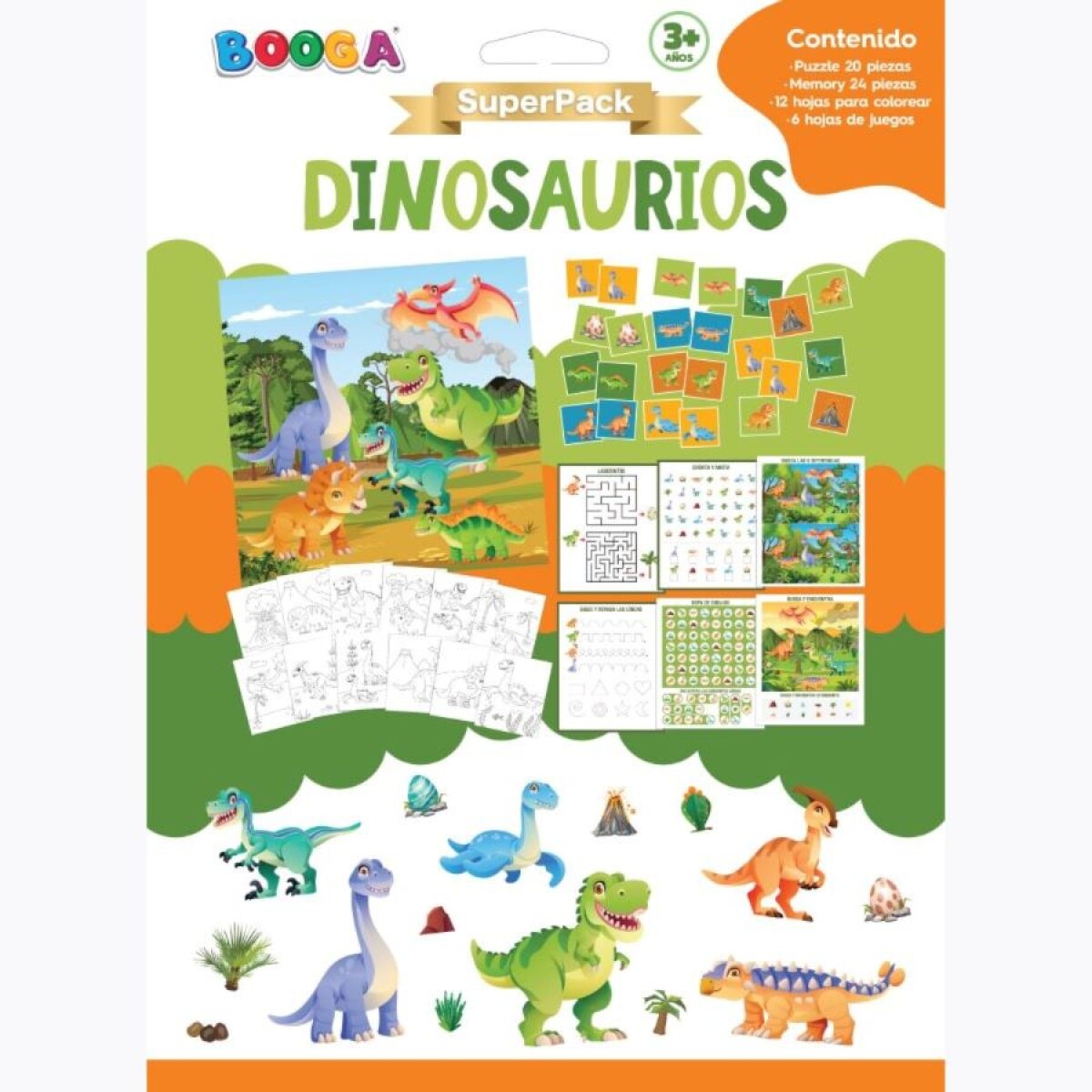Superpack Para Leer Y Colorear Dinosaurios Con Juegos Ub 