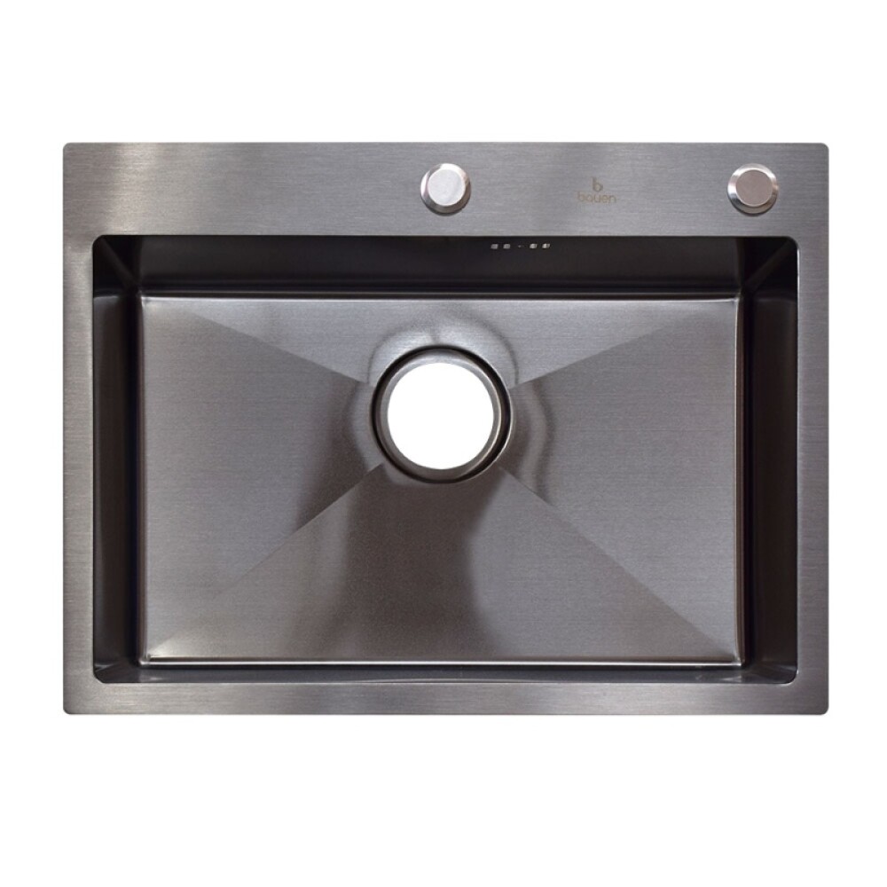 PILETA SIMPLE DE ACERO INOXIDABLE 201 NEGRO MATE CON DISPENSADOR DE JABÓN Pileta Simple De Acero Inoxidable 201 Negro Mate Con Dispensador De Jabón