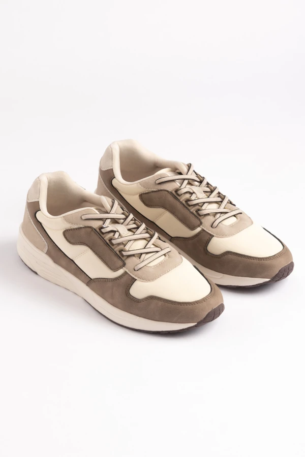 Zapatilla acordonada deportiva combinado Combinada Beige