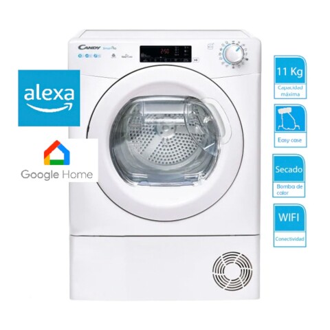 Secadora Candy Smart Pro Con Wi-fi Y Asistente De Voz Alexa | Bomba De Calor SECARROPA CANDY 11KG CSOEH11A2TE BLANCO