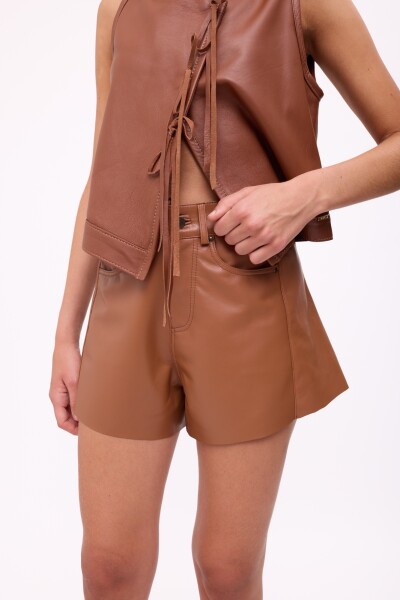 SHORT WIDE XL COURO Camel