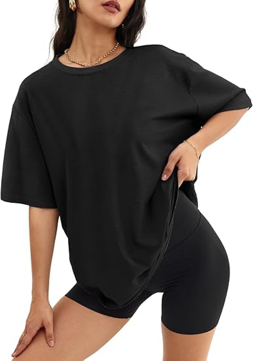 Camiseta oversize lisa - Negro 