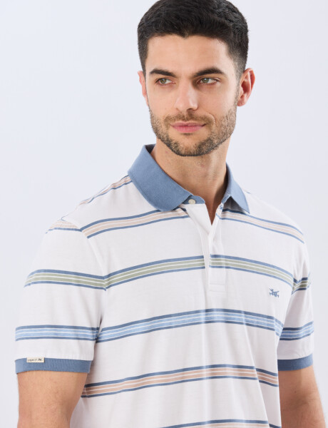 REMERA POLO RAYADA JERSEY Blanco