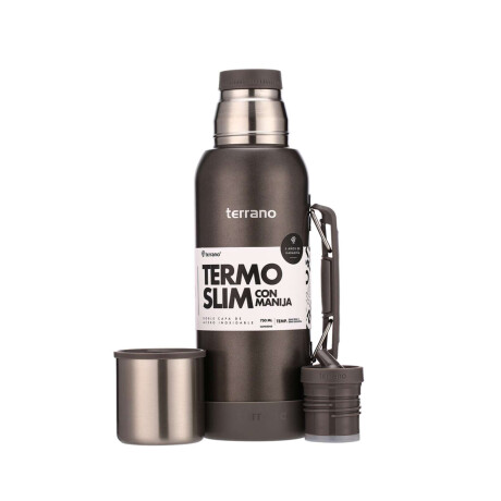 Termo Slim 750Ml. Con Base Silicona Gris Metalizado