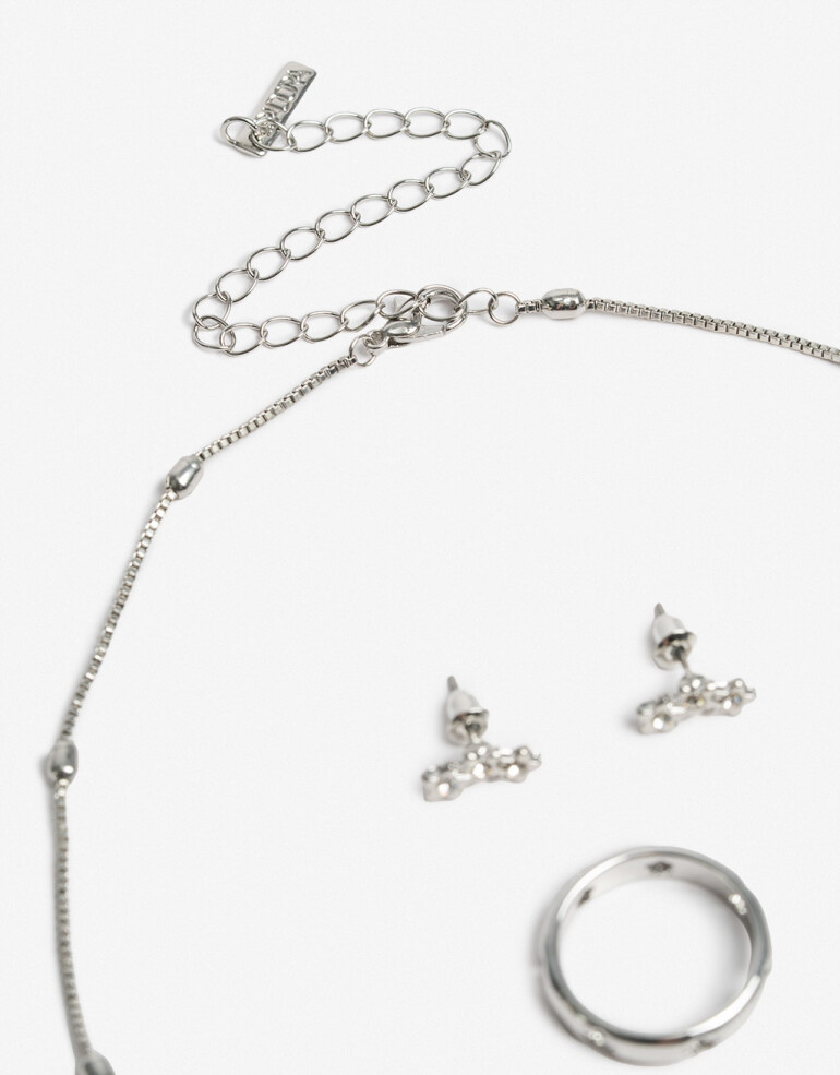 Bijouterie Set Metal Set De Bijou - Plateado Rodio