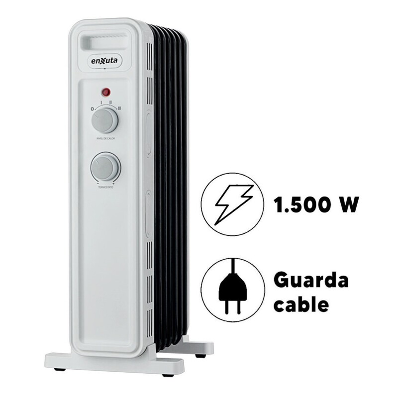 Enxuta Raenx971 Radiador De Aceite 7 Elementos 1500 W Termostato Color Blanco Enxuta Raenx971 Radiador De Aceite 7 Elementos 1500 W Termostato Color Blanco